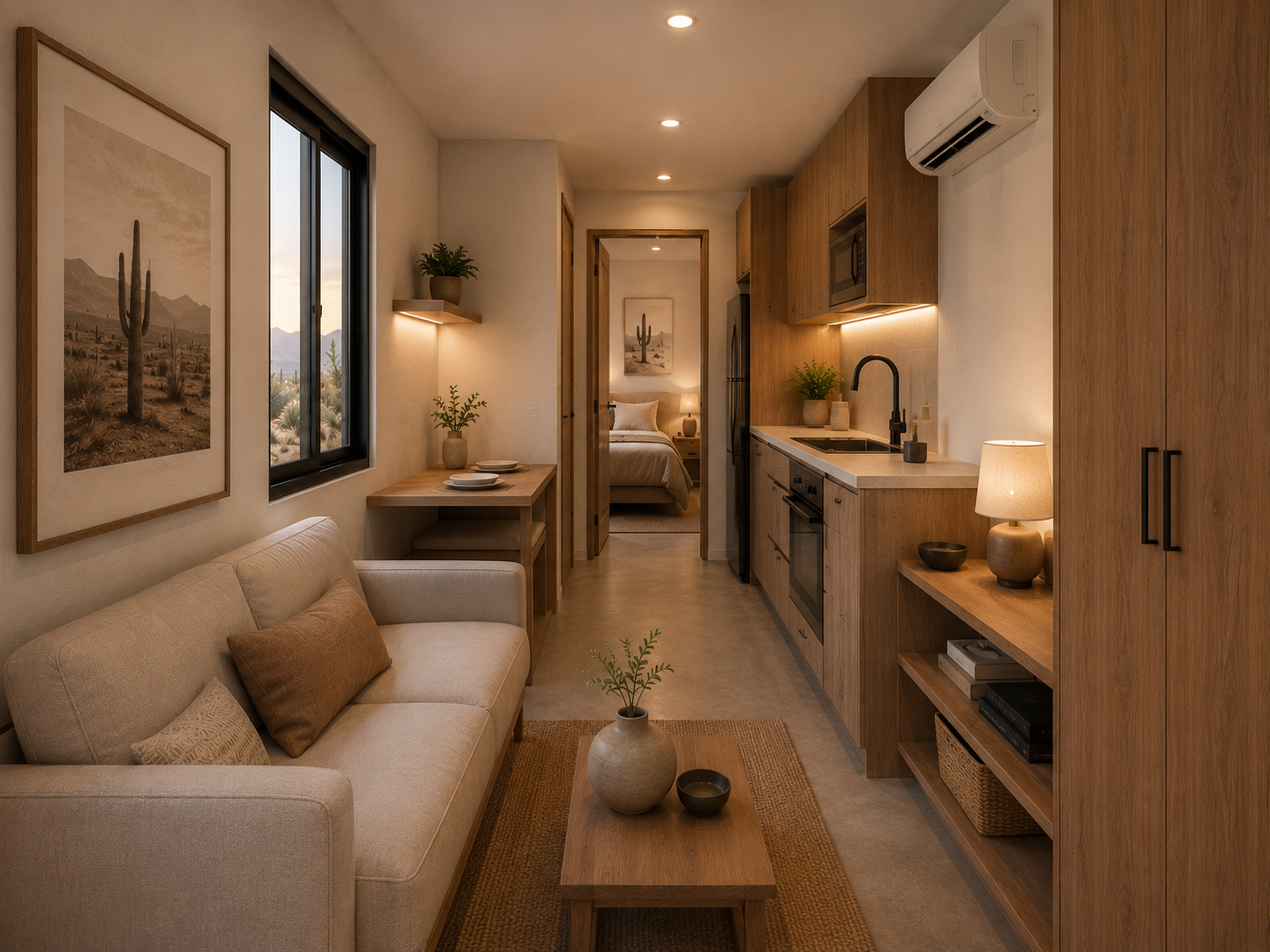 Interior del modelo Essence calculado a 30 pies por 2.43 metros