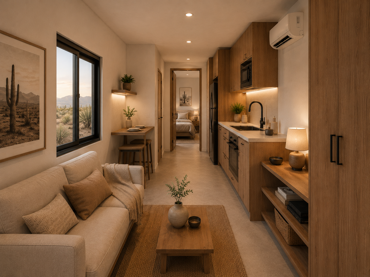 Interior del modelo Luna calculado a 40 pies por 2.43 metros